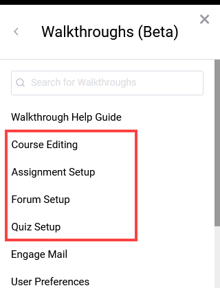 Walkthrough module topic faculty list